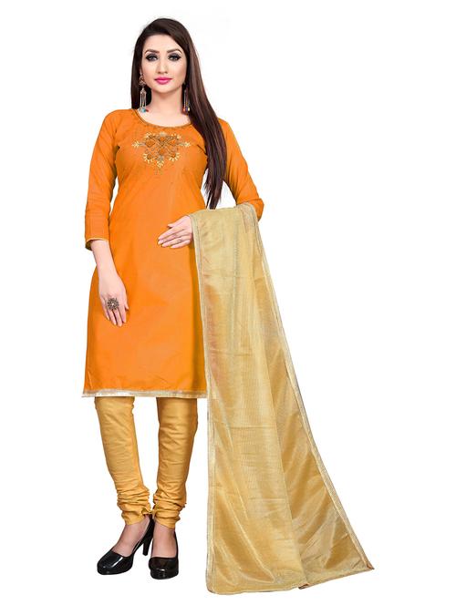 orange embellished unstitched ethnic suit - 19200607 - Very Small Image - 1