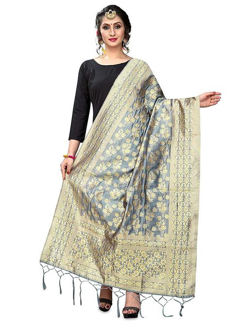 grey art silk dupatta - 19200990 - Very Small Image - 1