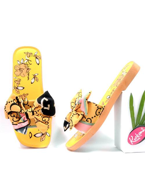 yellow pu slip on sandals - 19201264 - Very Small Image - 1