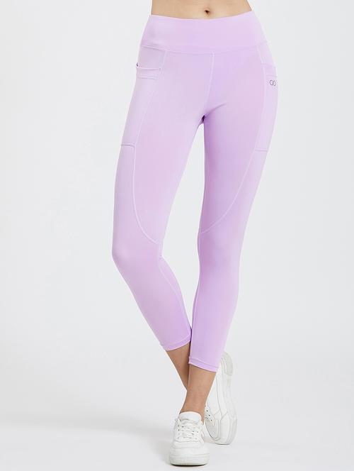 lavender solid ankle length active wear tights - 19202697 - Very Small Image - 1