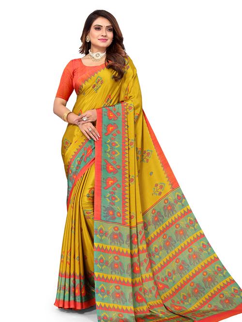 ikat printed saree with blouse - 19203580 - Very Small Image - 1