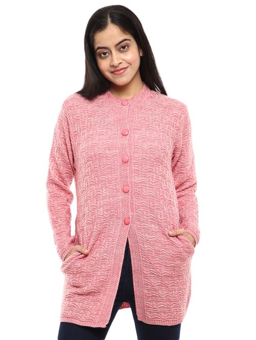 mandarin neck self design cardigan - 19204868 - Very Small Image - 1