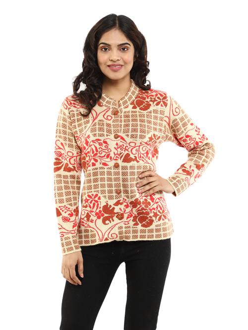 self design acrylic wool cardigan - 19204886 - Very Small Image - 1