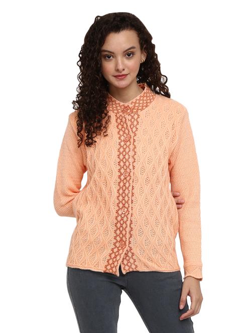 self design acrylic wool cardigan - 19204982 - Very Small Image - 1