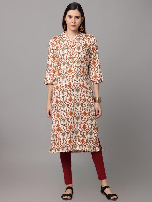 off-white printed straight kurta - 19205082 - Very Small Image - 1