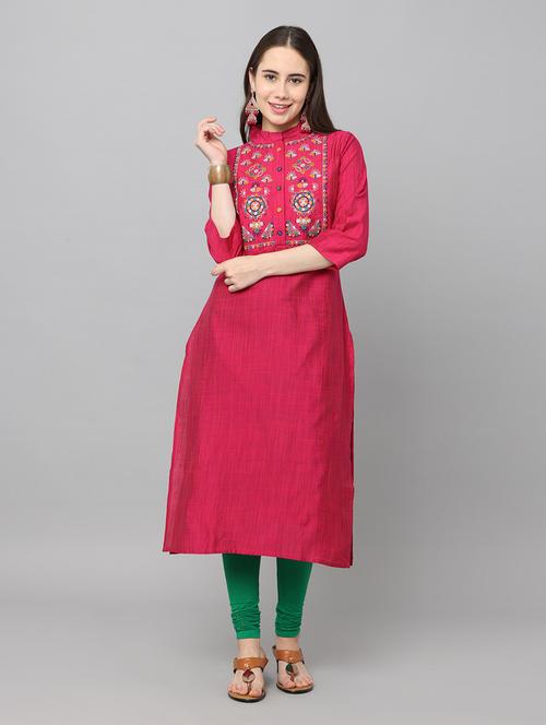 pink embroidered straight kurta - 19205095 - Very Small Image - 1