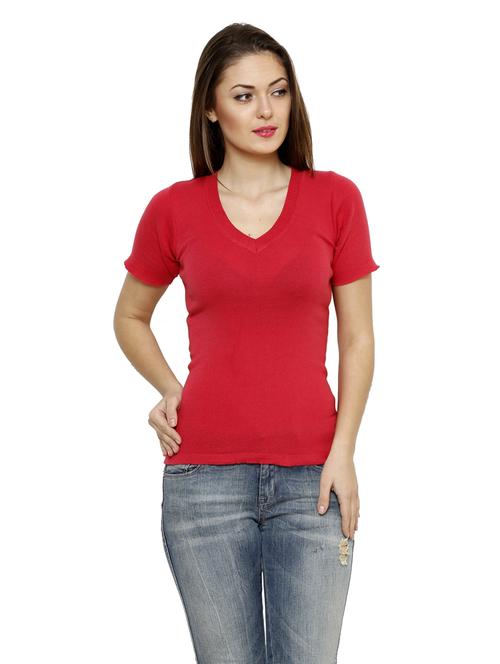 women's straight v neck top - 19205487 - Very Small Image - 1