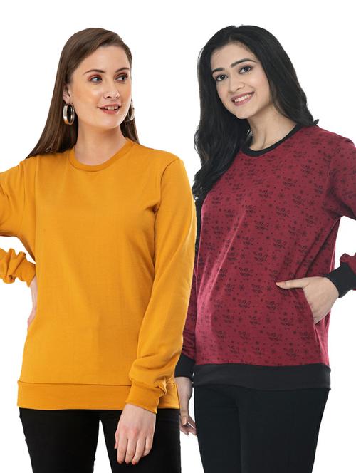 women's printed sweatshirt combo - 19206646 - Very Small Image - 1