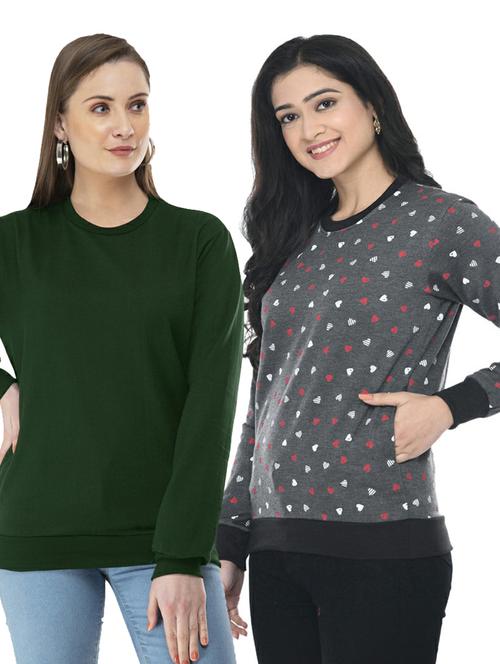 women's printed sweatshirt combo - 19206705 - Very Small Image - 1