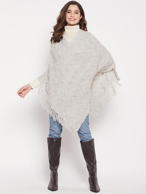 grey wool poncho - 19207428 - Very Small Image - 1