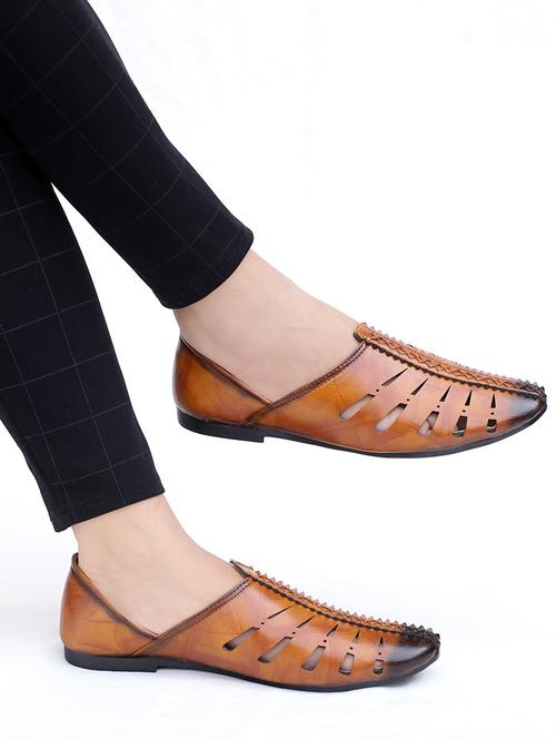 tan solid t-strap mojaris - 19207590 - Very Small Image - 1