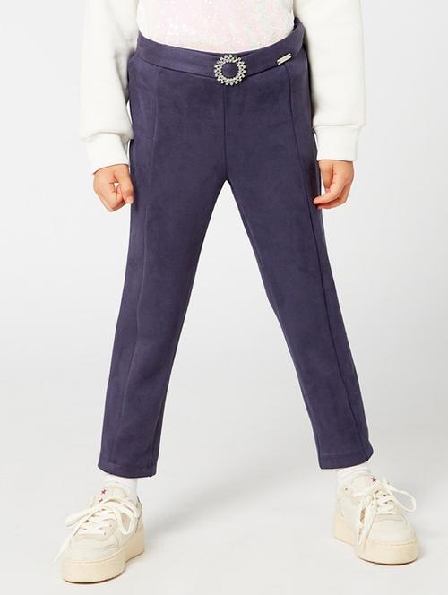 navy blue solid casual trouser - 19208430 - Very Small Image - 1