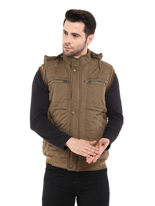 hood neck solid casual jacket - 19214818 - Very Small Image - 1