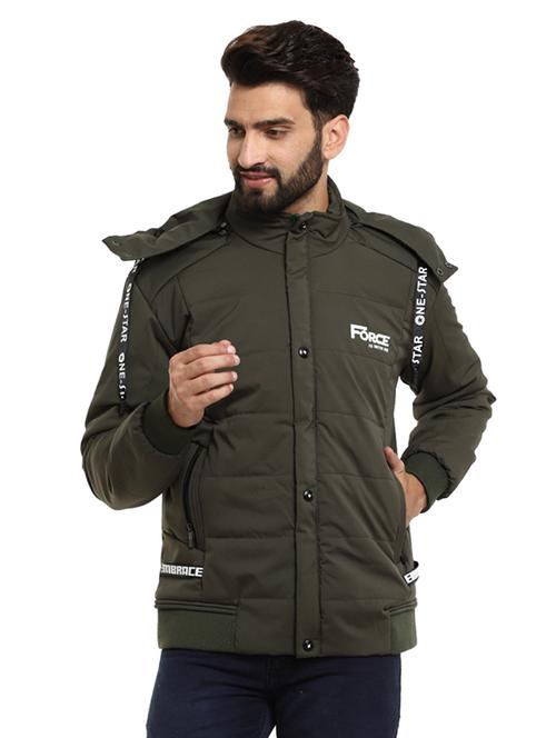 hood neck solid casual jacket - 19214837 - Very Small Image - 1