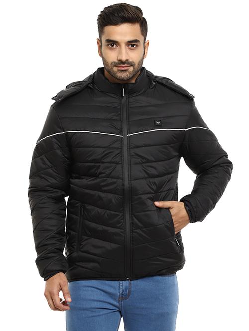 hood neck solid casual jacket - 19214853 - Very Small Image - 1