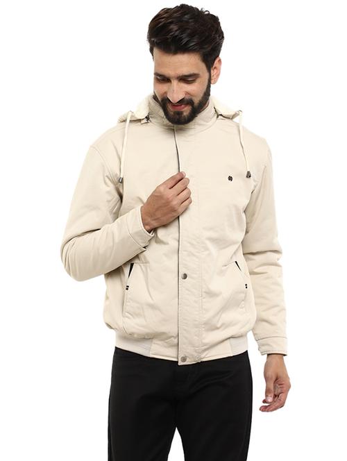 hood neck solid casual jacket - 19214866 - Very Small Image - 1