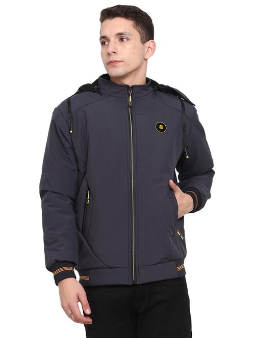 hood neck solid casual jacket - 19214910 - Very Small Image - 1