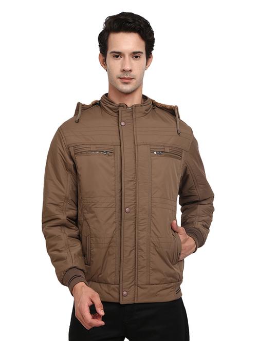 hood neck solid casual jacket - 19214958 - Very Small Image - 1