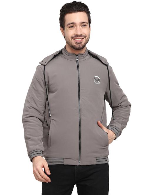 hood neck solid casual jacket - 19214978 - Very Small Image - 1
