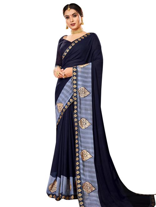 foil printed saree with blouse - 19215775 - Very Small Image - 1