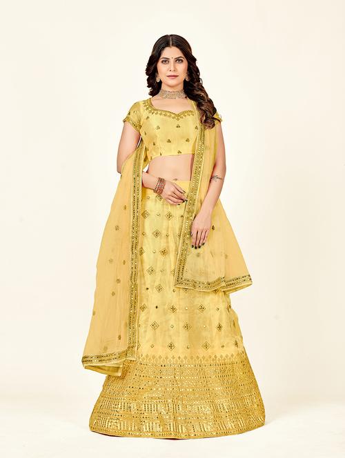 embroidered lehenga choli dupatta set - 19218013 - Very Small Image - 1
