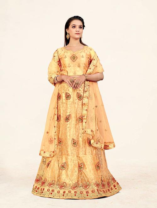 embroidered lehenga choli dupatta set - 19218014 - Very Small Image - 1