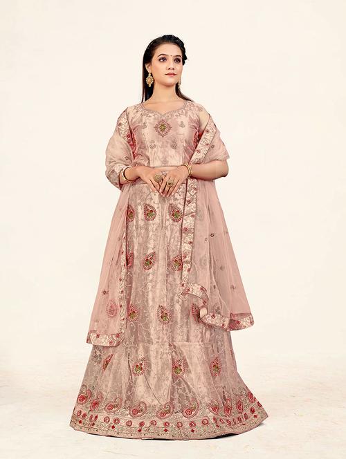 embroidered lehenga choli dupatta set - 19218016 - Very Small Image - 1