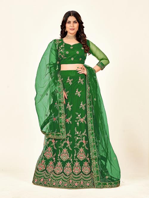 embroidered lehenga choli dupatta set - 19218020 - Very Small Image - 1