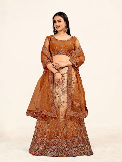 embroidered lehenga choli dupatta set - 19218024 - Very Small Image - 1