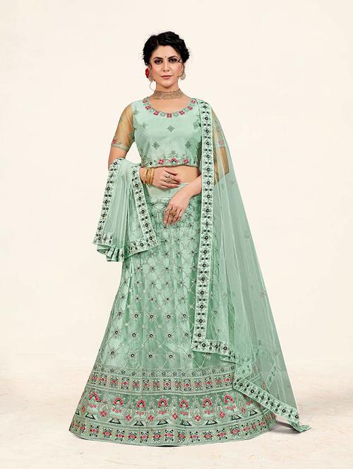embroidered lehenga choli dupatta set - 19218028 - Very Small Image - 1