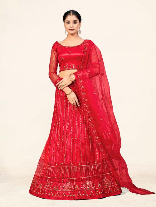 embroidered lehenga choli dupatta set - 19218031 - Very Small Image - 1