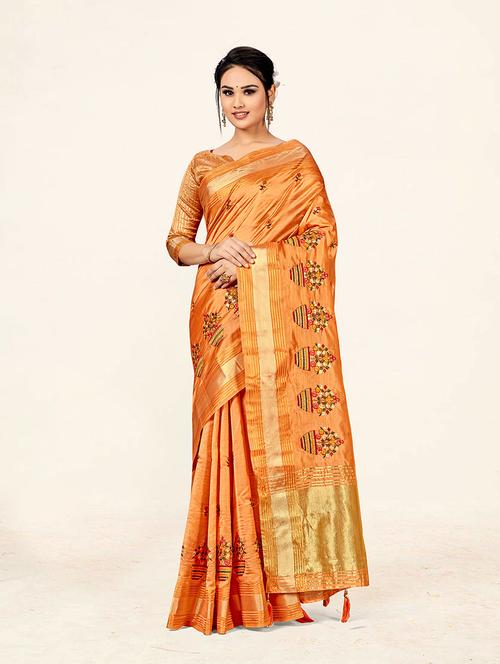 self design woven saree with blouse - 19218065 - Very Small Image - 1