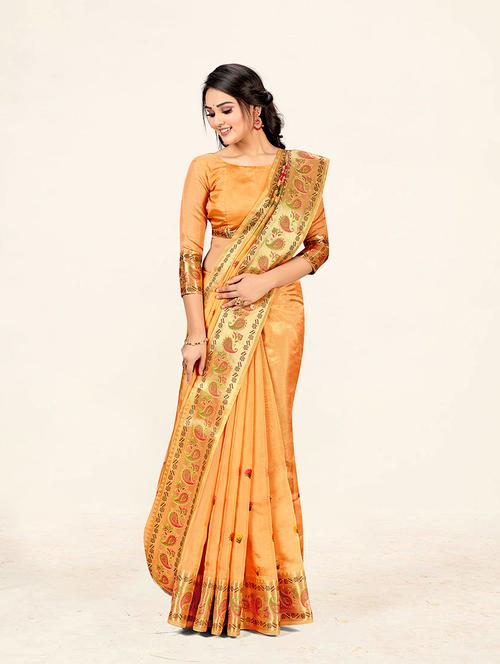 self design woven saree with blouse - 19218081 - Very Small Image - 1