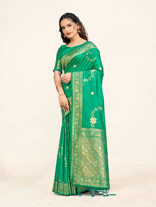 self design woven saree with blouse - 19218141 - Very Small Image - 1