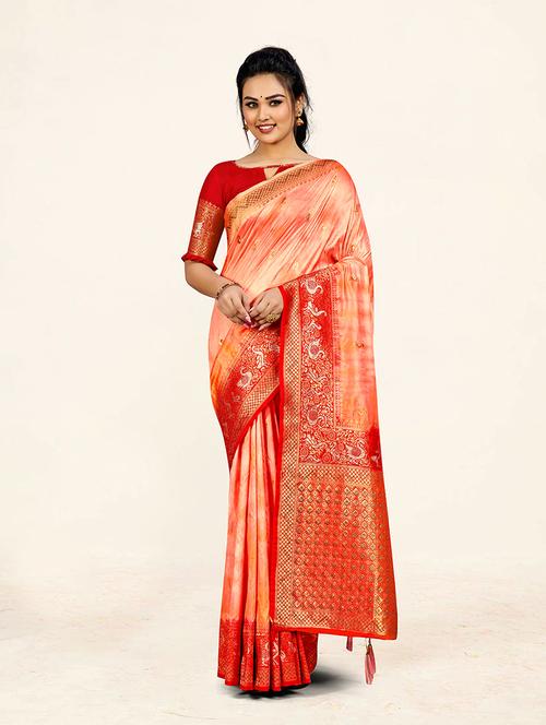 women's self design orange colored saree - 19218143 - Very Small Image - 1