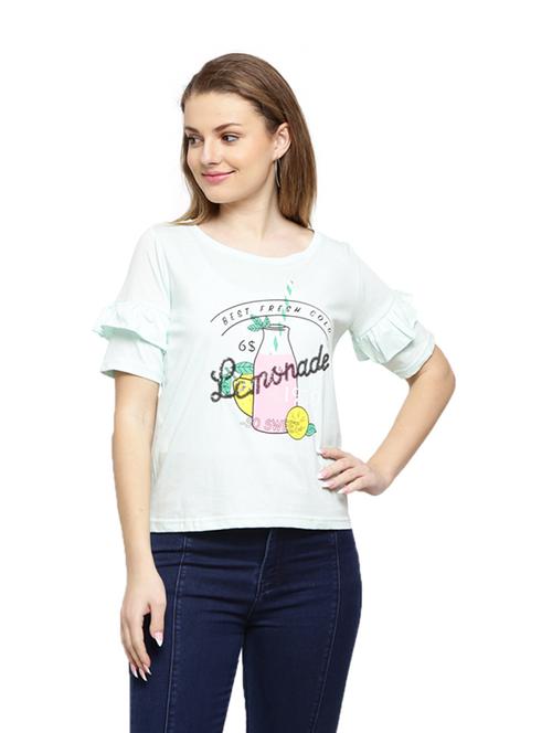 women's front print round neck t-shirt - 19218313 - Very Small Image - 1