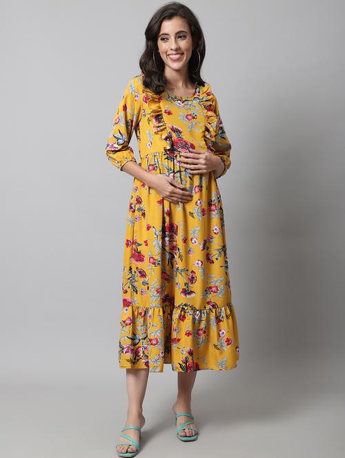 yellow printed maternity wear - 19218360 - Very Small Image - 1