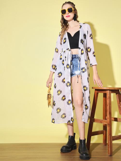 tie front floral long shrug - 19218826 - Very Small Image - 1
