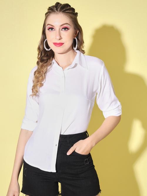 white solid shirt - 19218835 - Very Small Image - 1