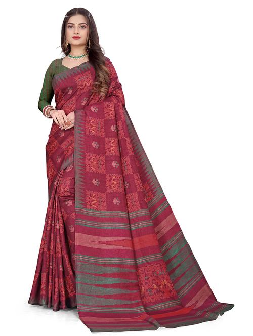 ikat printed saree with blouse - 19219070 - Very Small Image - 1