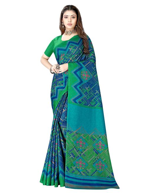 floral printed saree with blouse - 19219074 - Very Small Image - 1