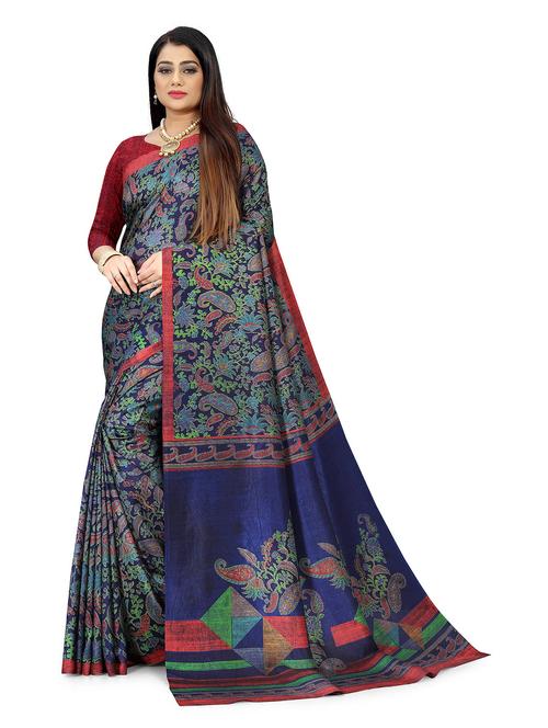 paisley printed saree with blouse - 19219093 - Very Small Image - 1