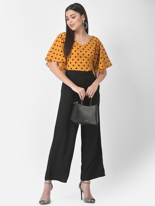 v-neck polka dot full leg jumpsuit - 19220270 - Very Small Image - 1