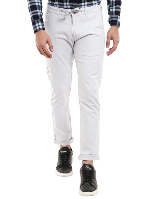 light blue solid flat front casual trouser - 19220407 - Very Small Image - 1