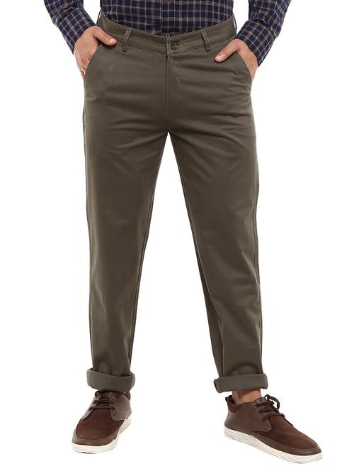 green solid flat front casual trouser - 19220492 - Very Small Image - 1