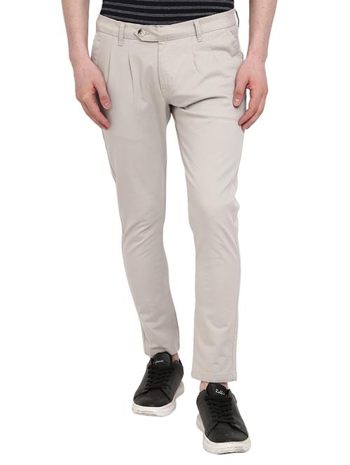 grey solid pleated front casual trouser - 19220513 - Very Small Image - 1
