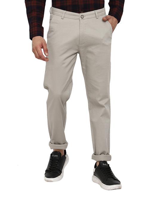 grey solid flat front formal trouser - 19220673 - Very Small Image - 1