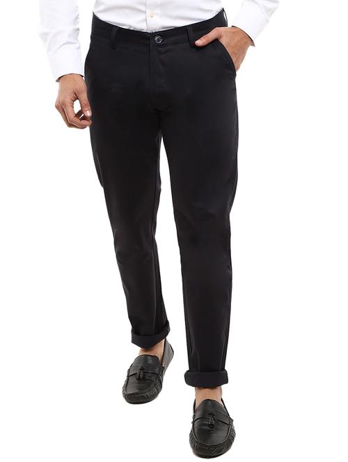 navy blue solid flat front formal trouser - 19220743 - Very Small Image - 1