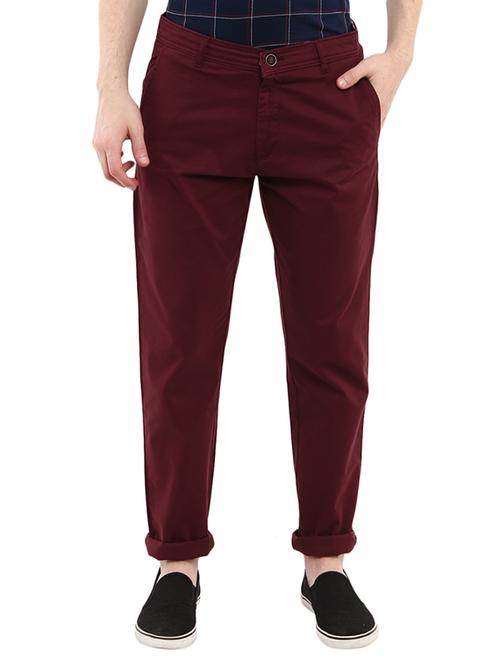 red solid flat front formal trouser - 19220776 - Very Small Image - 1