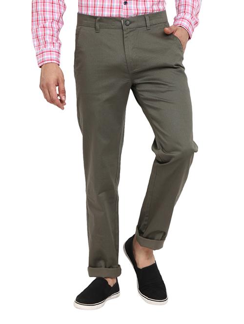 green solid flat front casual trouser - 19220804 - Very Small Image - 1